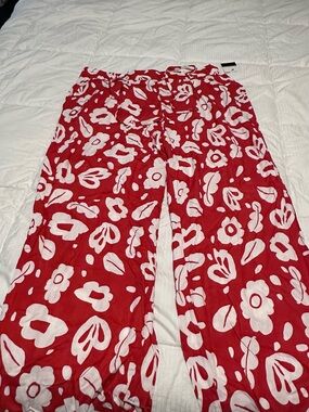 Eloquii Red and White Floral Pants